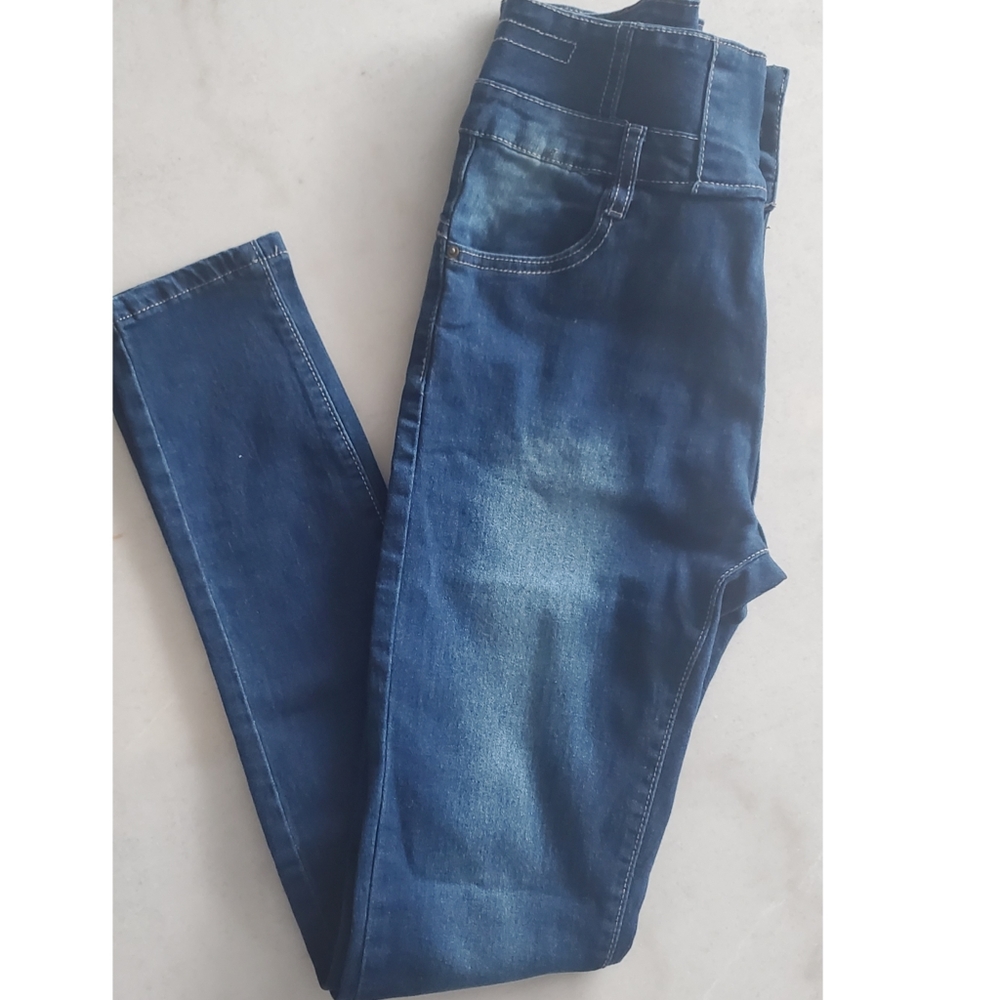 SHEIN Button Fly High Waist Bleached Jeggings